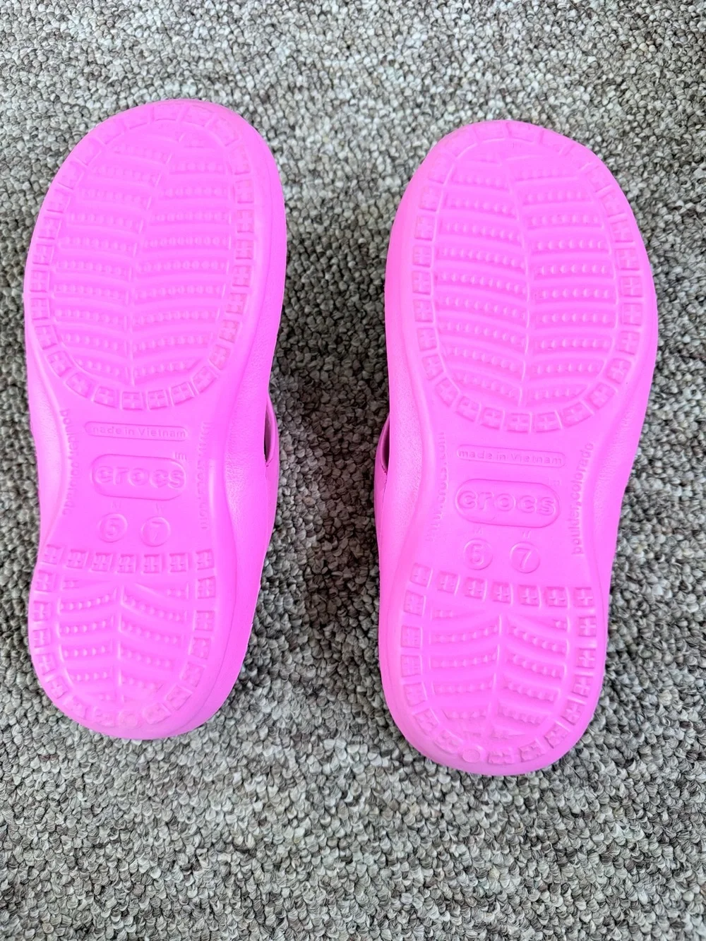 CROCS Hot Pink and White Flip Flop Sandals